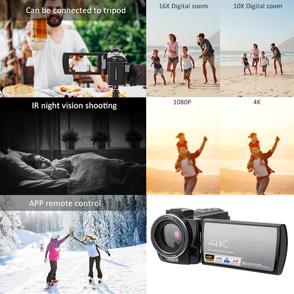HDRAE8 4K 3,0-tums pekskärm 16X WIFI Digital videokamera Nattvision #2