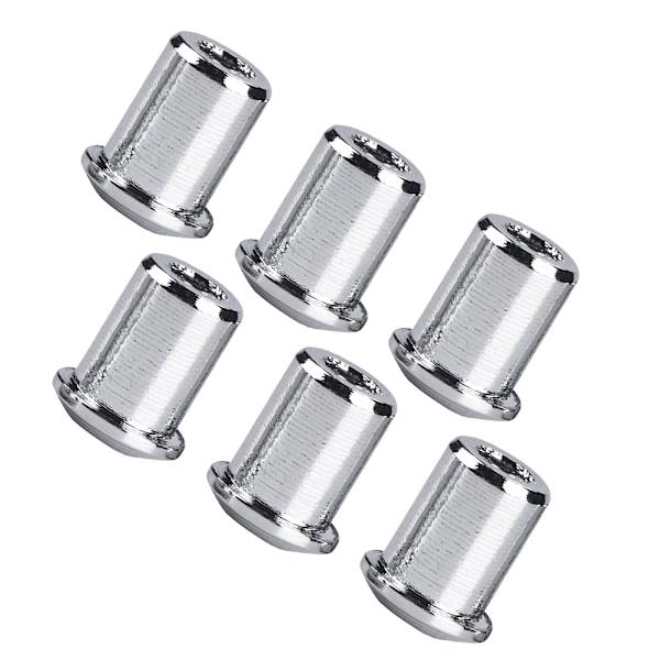 6 stk. Through Body String Mounting Ferrules Erstatning Til Elektrisk Guitar Bas (Sølv)