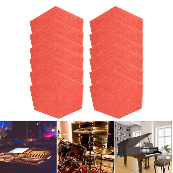 12 stk Lydabsorberende Panel Hex Akustisk Isolasjon Lydisolering Skumsett Kit for HjemRosa
