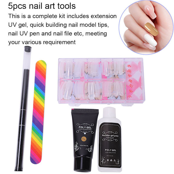 Nagelkonstförlängningssats Snabb förlängningsgel + UV-penna + Snabbbyggnadsmodell Kaffe