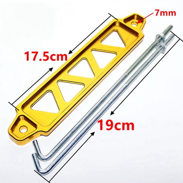 Aluminum alloy battery fixing bracket for car fixing lock accessories - random color 5-hole fixing plate + two 19cm hooks (one piece)