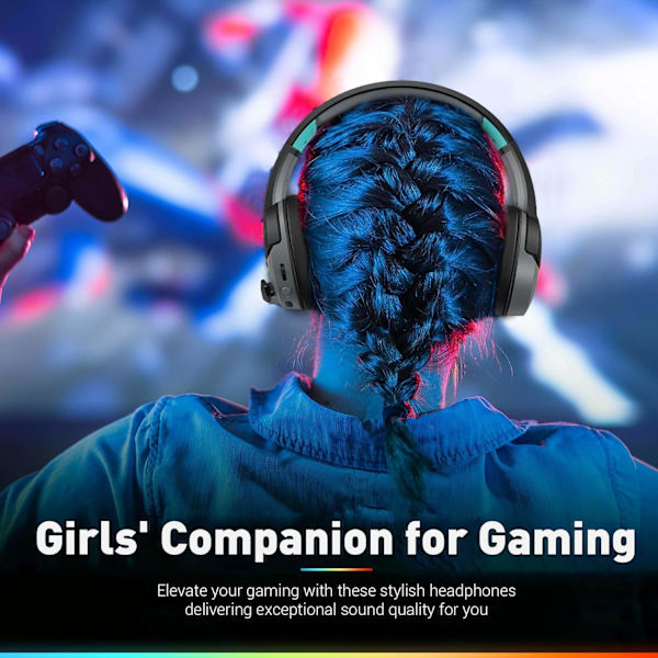 G08 Dubbla trådlösa spelheadset med mikrofon för PS5, PS4, PC, mobil, surfplatta: 2,4 GHz trådlöst + 5,3 Bluetooth - Lätt - R