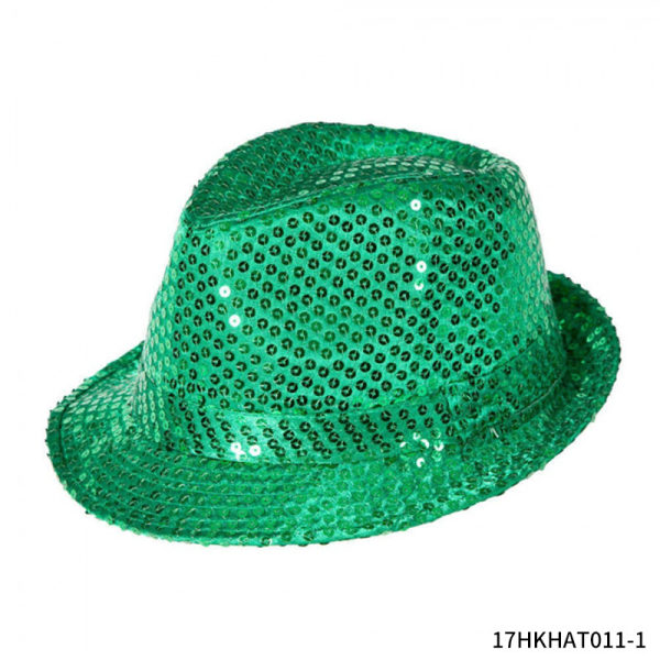 St Patrick's Day Fedora Hatt i rutigt tyg | Festtillbehör, irländsk festivalhatt shamrock hög hatt grön hatt festivaldekorationer B