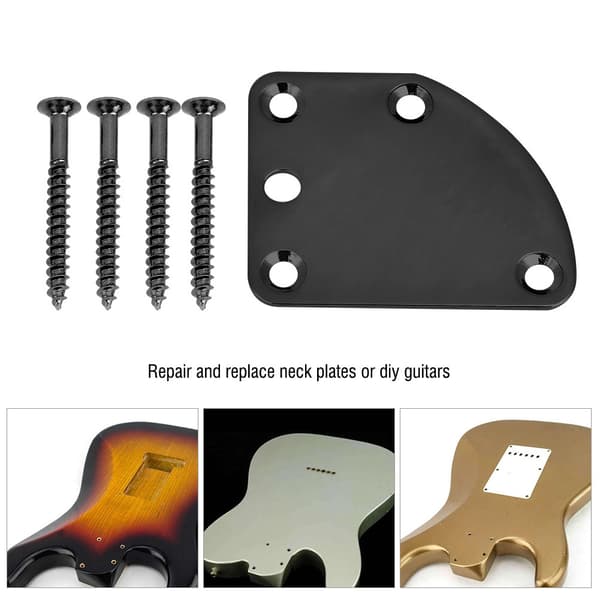 5-håls halsbricka för ST elgitarr Deluxe Style DIY reservdelar (svart)