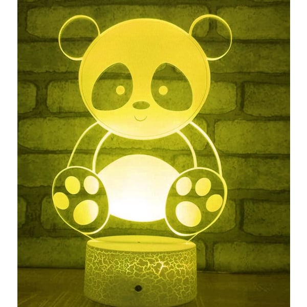 3D Panda Nattlampa Bordsskiva Optisk Illusion Lampor 7 Färgförändrande Ljus LED Bordslampa Jul Hem Kärlek Födelsedag Barn Barn Dekor Leksak Present