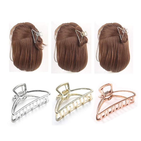3 stk. Metal Hårklemmer Sæt, Skridsikker Hårklemme og Metal Hårklemme Barrette