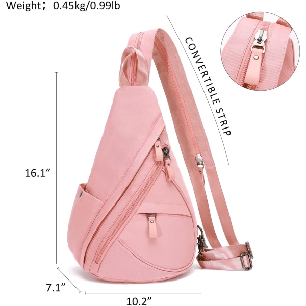 Nylon slynge taske - lille crossbody rygsæk skulder casual dagstøj multifunktionel rygsæk, meget lille og udsøgt (pink)