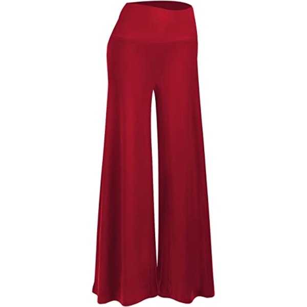 elastiska byxor med vida ben för kvinnor (vinröd)