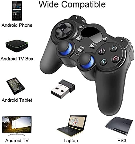 USB Trådlös Spelkontroll Gamepad för PC/Laptop (Windows XP/7/8/10) & PS3 & Android & Steam - [Svart]