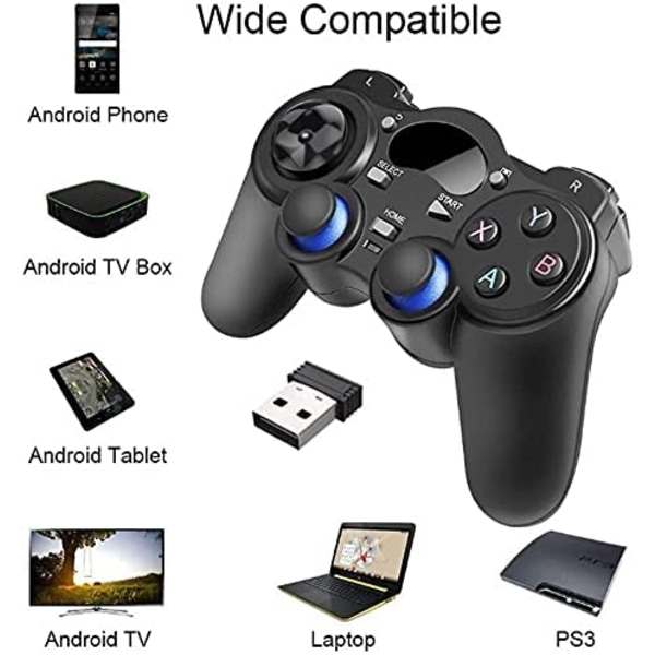 USB Trådløs Spillkontroll Gamepad for PC/Bærbar datamaskin (Windows XP/7/8/10) & PS3 & Android & Steam - [Svart]