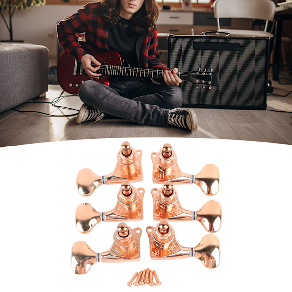 6 stk. gitar-stemmeskruer Tuning Set 1:18 Gear Ratio Helt lukket Elektriske gitarer Tilbehør med lite halehåndtak Antik messing