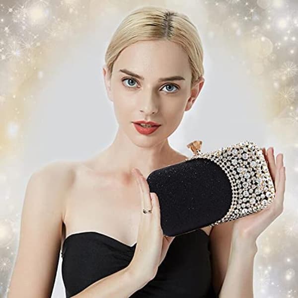 Damväskor med strass, glittrande kristallkoppling, handväska för bröllop, fest, bal