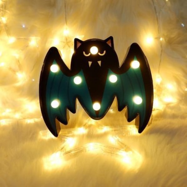 Halloween målad form pumpa spöke skalle spindelfladdermus dekorativt ljus skytte rekvisita nät rött nattljus (Painted Bat 1)