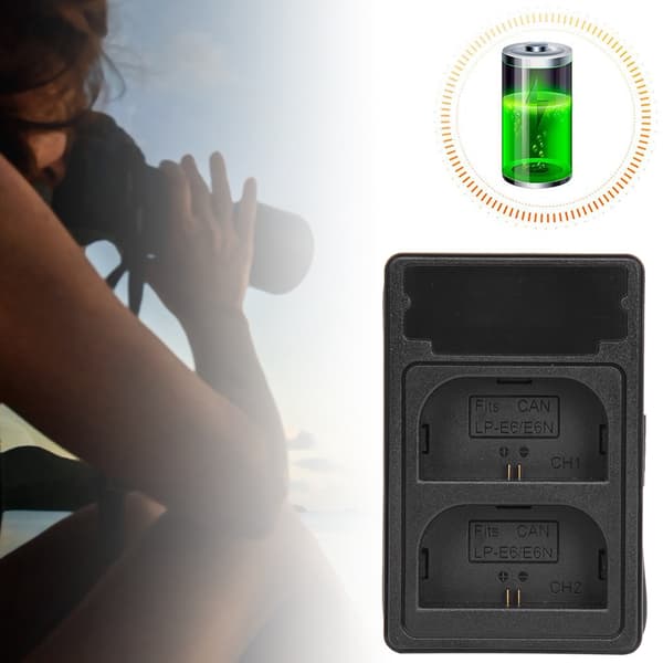 LP-E6 LCD-skjerm Dobbel ladestativ Kamerabatterilader for Canon EOS 60D 5D4 70D 6D 6D2 5D2 5DSR 60Da 7d 7D2 5D3 80D 5DS