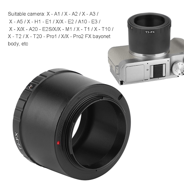 Aluminiumlegering Objektivadapterring för T2-fäste Objektiv för att passa FX-fäste Kamera Svart