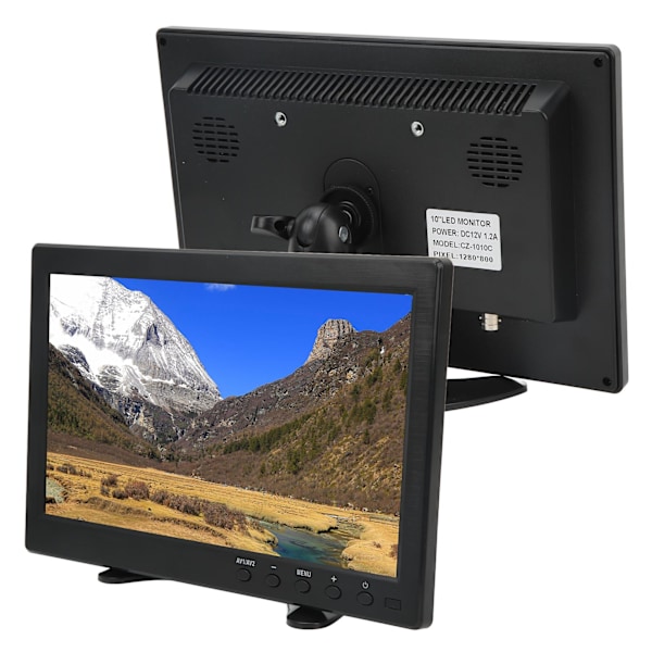 10,1 tums TFT LCD-skärm Bärbar HD-färgskärm med VGA AV BNC USB DC HD-multimedia-gränssnitt 100-240V EU-kontakt