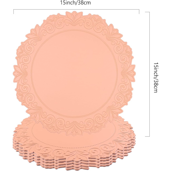 Runda Underlägg i Konstläder, 15 Tum, 4-pack, Halksäkra, Hållbara, Värmebeständiga, Tvättsbara, Vattentäta Bordstabletter för Matbord Pink 4 pcs