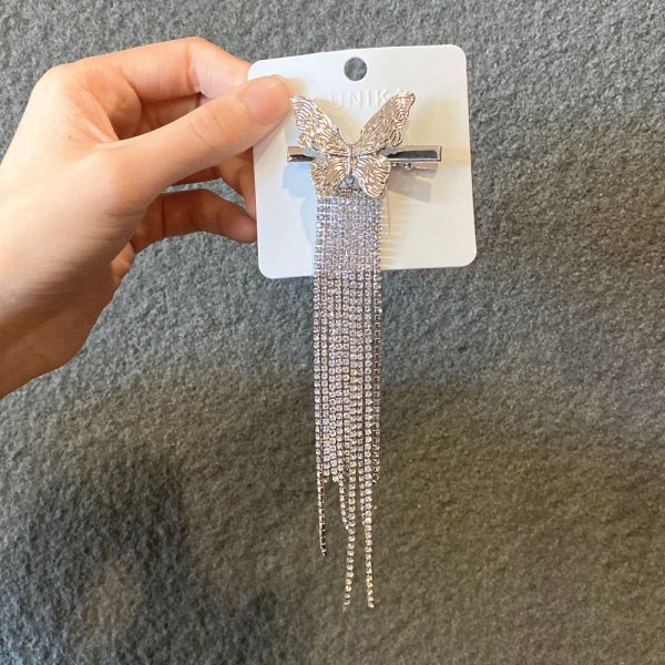 Rhinestone Butterfly Hårklämmor Anknäbbsklämma för Kvinnor MGPFERD Tassel Sidoklämma Flickor Luggklämma Hårnål Huvudbonadsklämma