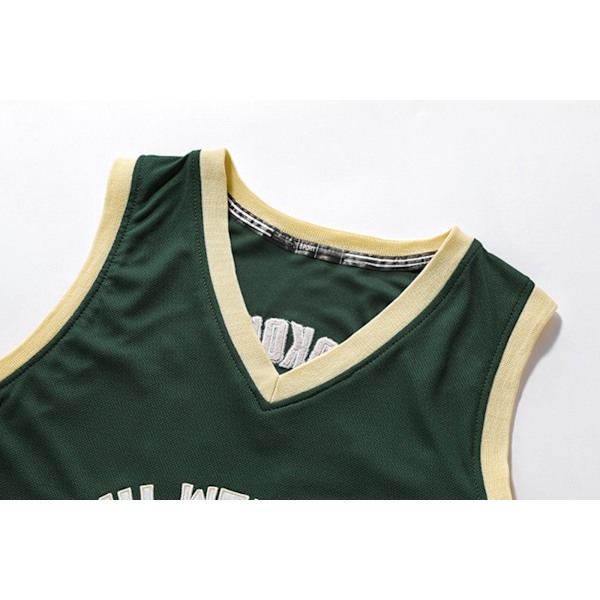 Herre Basket Jersey, 34 Milwaukee Jersey Skjorter, Fashion Basket Jersey, Gave til Basket Fans, Grønn, 3XL