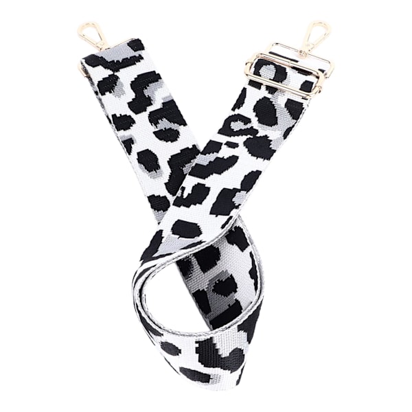 Justerbar nylonrem i leopardmönster för axelväska, enkel axelväska, accessoarer, silvergrå