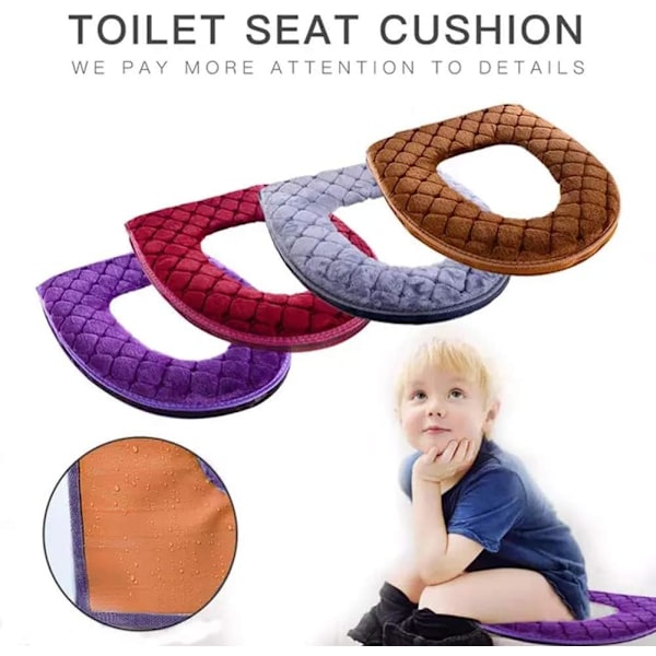 Plysch Förtjockat Toalettsitsöverdrag för Badrum - Mjuk Varmare Tvättbar Pad med Dragkedja, Återanvändbar Snug - Fit Design, Mysig Brun Toalett brown