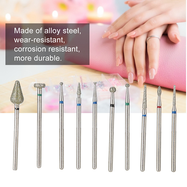 10 st / set legering stål nagelkonst borr polerhuvud kit nagelborrmaskin tillbehör 06#