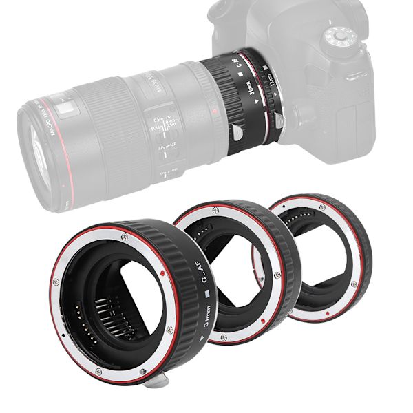 Automatisk fokuseringsadapterring i plast för makroobjektiv i silver-koppar-legering för Canon EOS-kameror