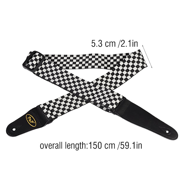 Justerbar nylon gitarr axelrem för folk gitarr elgitarrer (svart + vit)