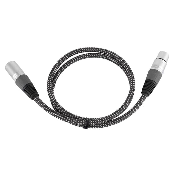 D-typ flätad XLR-kabel Mikrofon MIC ljudkabel Mixer anslutningskabel 1m (grå)