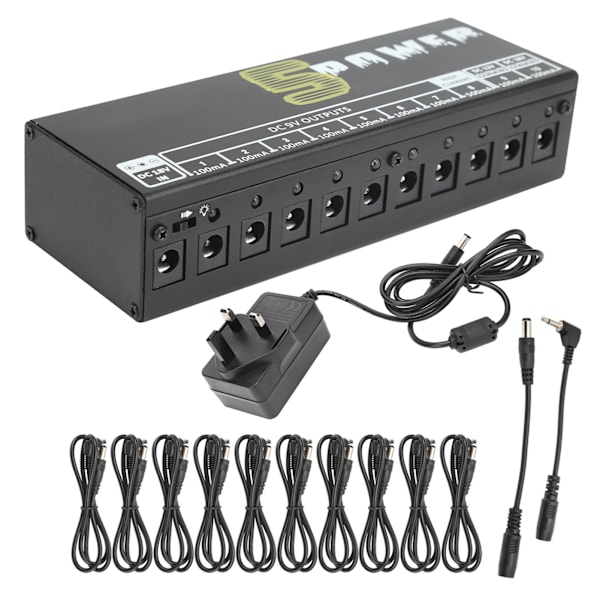 Pedal Power Supply Effektbräda Elgitarr Kortslutning/Överströmsskydd 100‑240VUK-kontakt