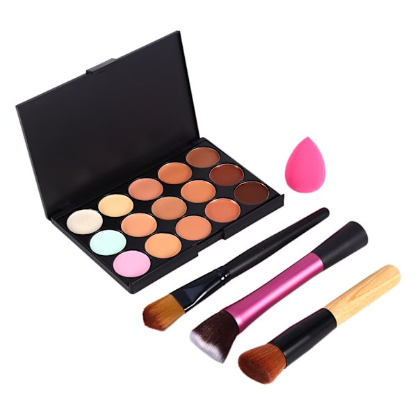 Kosmetiske børster Concealer Palette Kit Foundation Pudder Puff Makeup Pensel Sæt Værktøjer