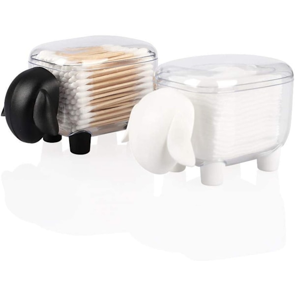 2 stk. akryl Q-tip dispenser, badeværelsesbeholder opbevaringsboks, Q-tip vatpind beholder, makeup tilbehør, soveværelse pige bir