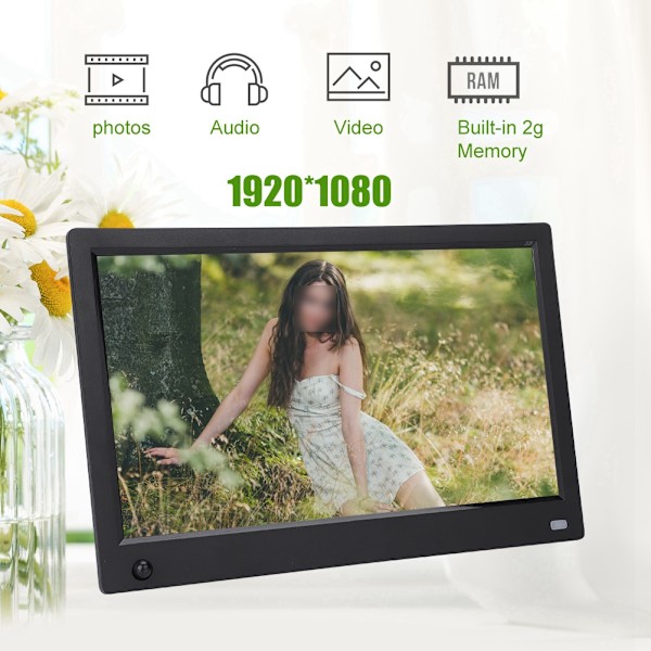 11,6\" HD Multifunktionell Digital Fotoram Albumspelare Rörelsesensor -240V (svart,)