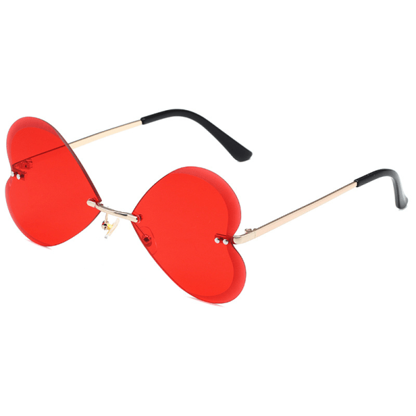 Fashion Heart Rimless Sunglasses Women Fashion Metal Driving Glasses Funny Sunglasses for Halloween Christmas Party