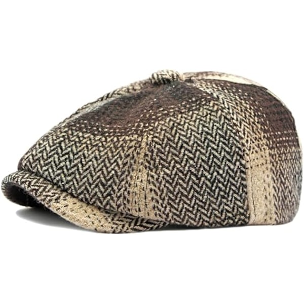 Mænds Klassisk Newsboy Flat Cap Gatsby Ivy Cabbie Hat, brun