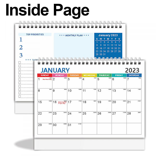 Skrivebords kalender 2023, enkel, lille og frisk kontor dekoration kalender, stand up kalender 2023