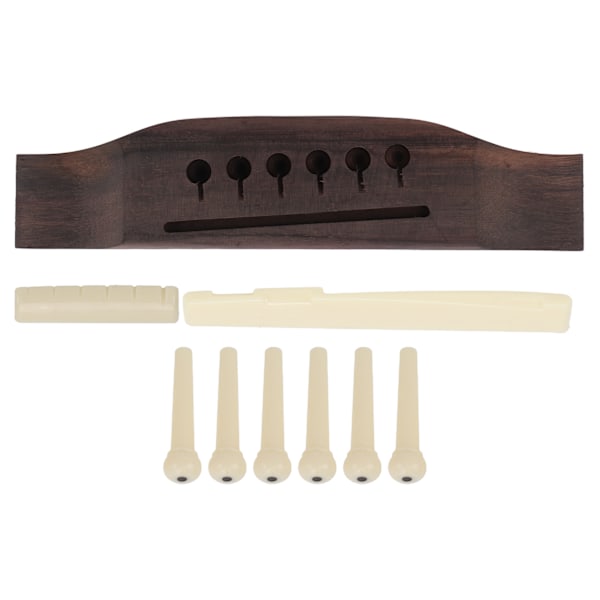 Gitar Preslotted Bridge Set Rosewood Plast Sadel Mutter Pin Set for Akustiske Gitarer