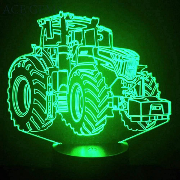 3D Traktor Lastbil Bil Nattljus Bord Skrivbord Optisk Illusion LED-lampor 7 Färgförändrande Ljus LED-bordslampa Jul Hem Kärlek Födelsedag Barn Leksak Present