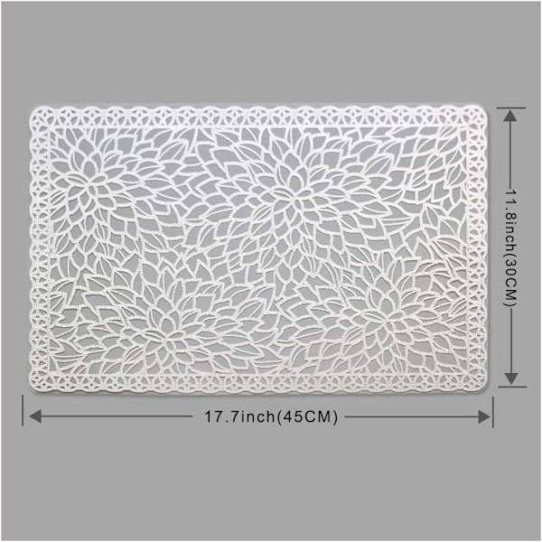 Muoviset valkoiset vedenpitävät tabletit, 6 kpl, ruokapöydälle, pyyhittävät, pestävät pöytätabletit, vinyyli-PVC-pöytämatot keittiöön A-white Set of 6