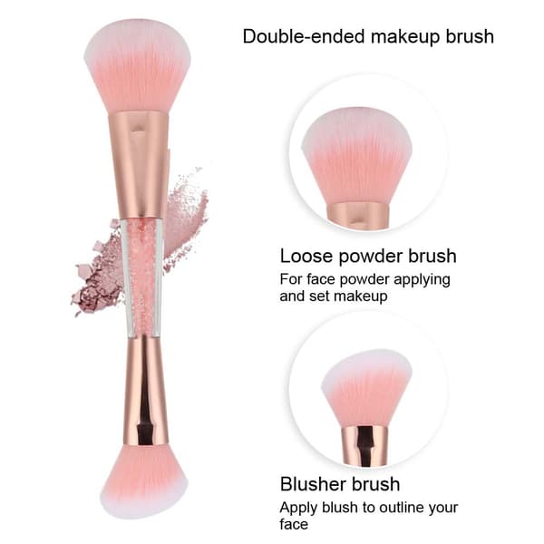 Professionel Dobbelt Hoved Løst Pudderbørste Blusher Kosmetikbørste Makeup Værktøj