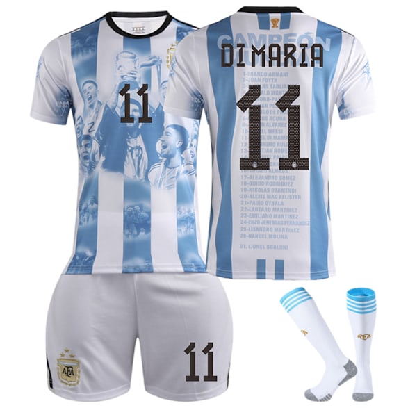 2023-2024 Argentiinan maailmanmestaruuskilpailujen muistopainos Jalkapallopukusetti sukkineen - Nro 11 DI MARIA#S No.11 DI MARIA #S