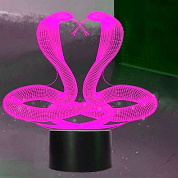 WJ 3D orm nattlampa led lampa illusion 7 färger skiftande bordslampa dekoration lampor födelsedagspresent akrylbas USB-kabel leksak