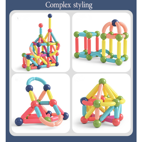 Magneettinen tanko Lasten varhaiskasvatuksen pulmapelilelu Älykkyyden kehittäminen Monipuolinen  Magneettisten rakennuspalikoiden kokoonpano-97 kpl Magneettitanko 97 pcs Magnetic rod