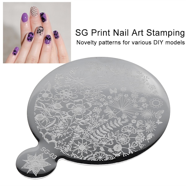 Nagelkonst Stämpling Fashion Mirror Blomman Manikyr Plattor DIY Polsk Print Stämpel Stencil SG-03