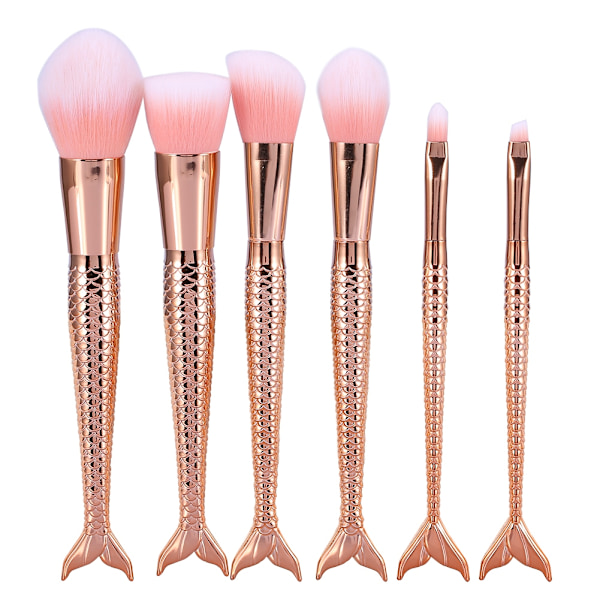 6 stk./sæt Fashion Makeup Foundation Eyebrow Blusher Powder Brush Kosmetisk Værktøj (Rose Gold)