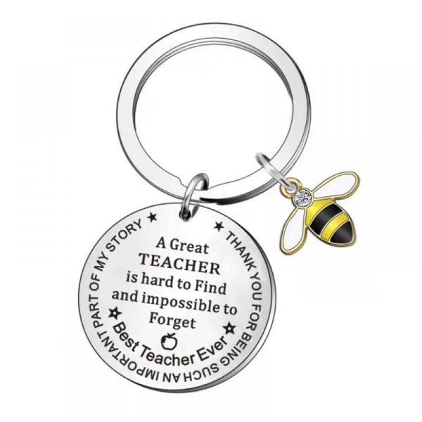 Nyckelring för kvinnor" En bra lärare är svår att hitta och omöjlig att glömma" Nyckelring ， Bee hänge Nyckelring, present till lärare, moster, dotter, vänner