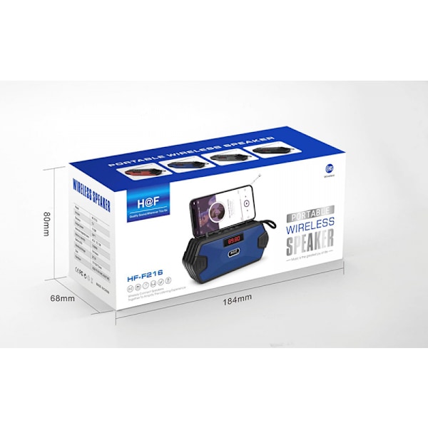 Bärbar trådlös Bluetooth-högtalare baspelare utomhus blå USB-högtalare med FM-radio AUX TF MP3 för telefon