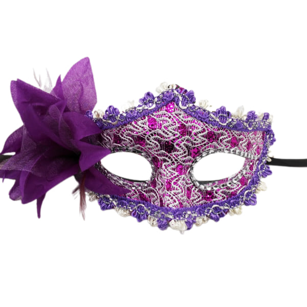 Maskeradmask för kvinnor Venetianska masker Jul kvinnor Blomma halvansiktsmasker Cosplay --- Lila