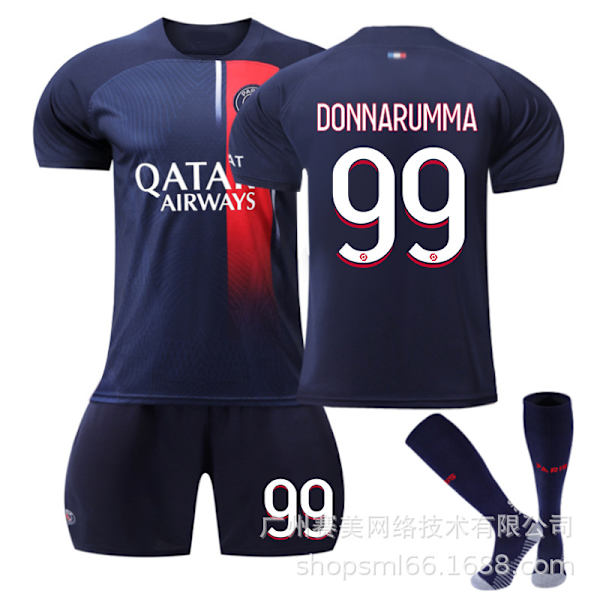 2023-2024 Paris hjemmebørns fodboldtrøjesæt med sokker-nr. 99 DONNORUMMA#26 No.99 DONNORUMMA #26
