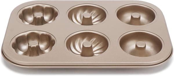 Beasea Donutformar för Bakning 6-Hål, 2-Pack Doughnut Bakplåt Icke-Klibbig, Donut Hålform Donut och Bagelform, Kolstål Mini